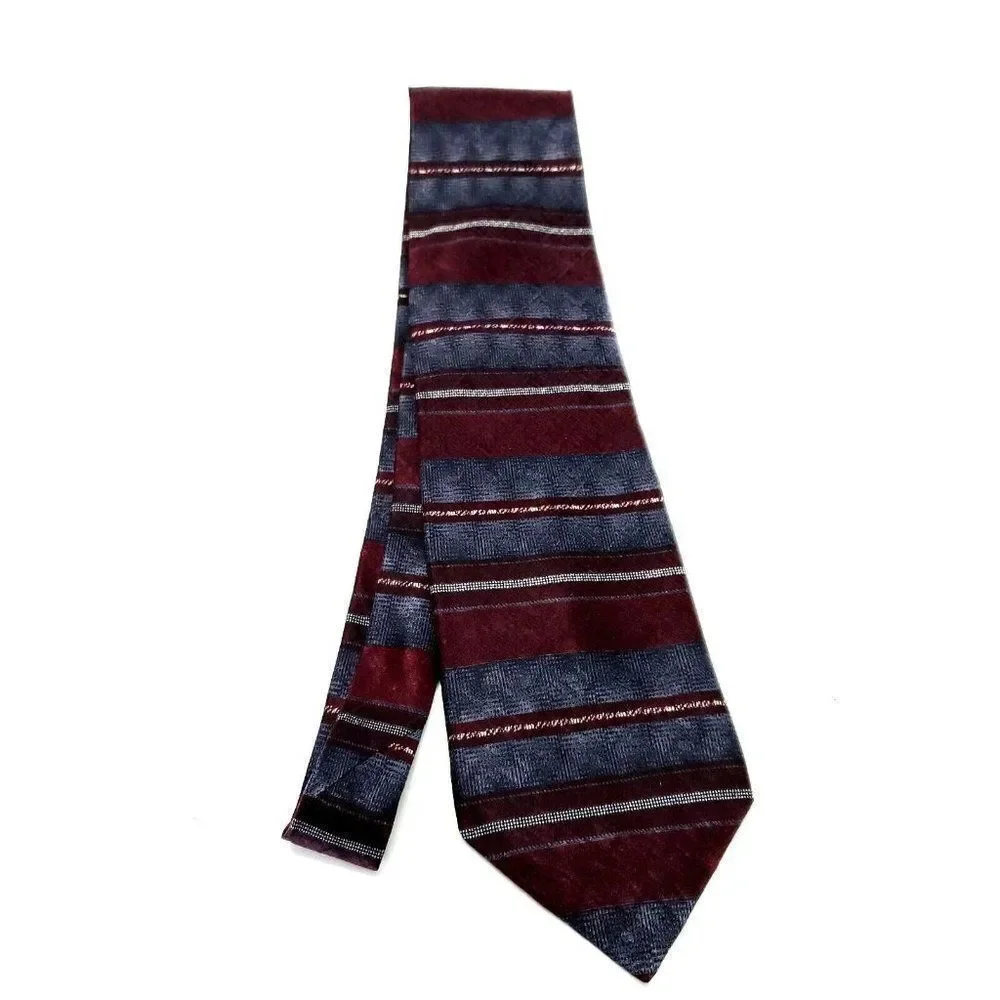 Croft & Barrow Multi Colored Silk Tie‎ Woven Wide Horizontal Striped